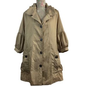 Damee Inc NYC Signature Style Swing Jacket Lightweight Lagenlook Coat Tan Small